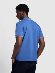 Alvin Regular Fit Tipped Collar Polo Shirt In Steel Blue