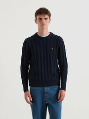 Knight Cable Knit Sweater (True Navy) Front