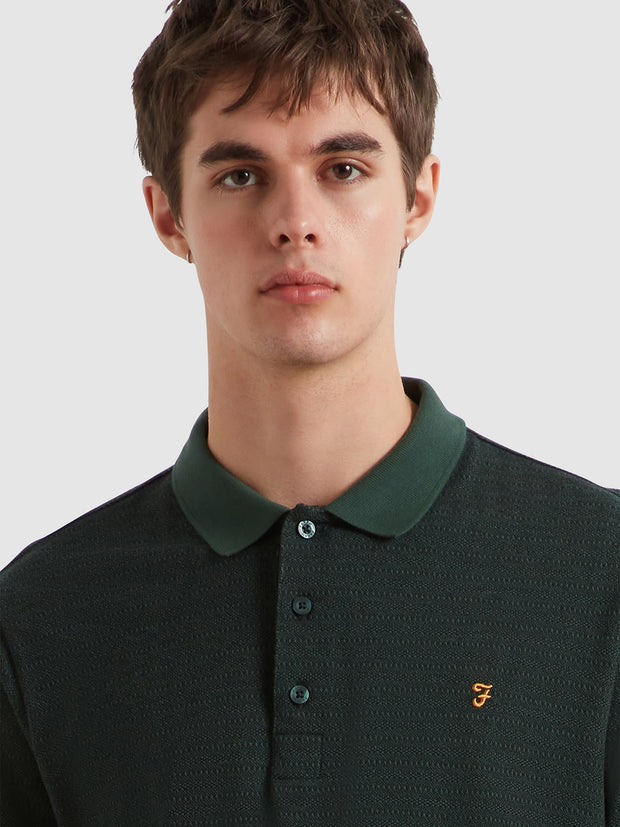 Sefton Jacquard Polo Shirt (Poplar Green) Detail