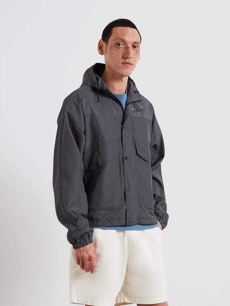 Shenley Check Hooded Jacket In True Navy