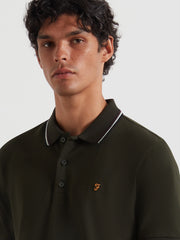 Elton Tipped Polo Shirt (Evergreen) Detail