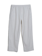 Greenport Loose Fit Herringbone Trousers (Ecru) Flat