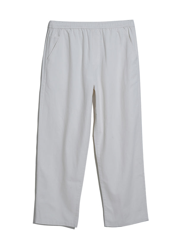 Greenport Loose Fit Herringbone Trousers (Ecru) Flat