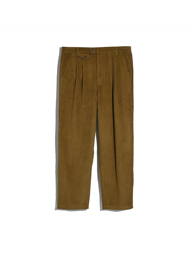 Adam Loose Tapered Fit Cord Trousers In Rich Tobacco