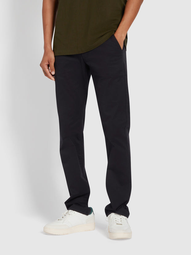 Endmore Skinny Fit Organic Cotton Chino Twill Trousers In Black