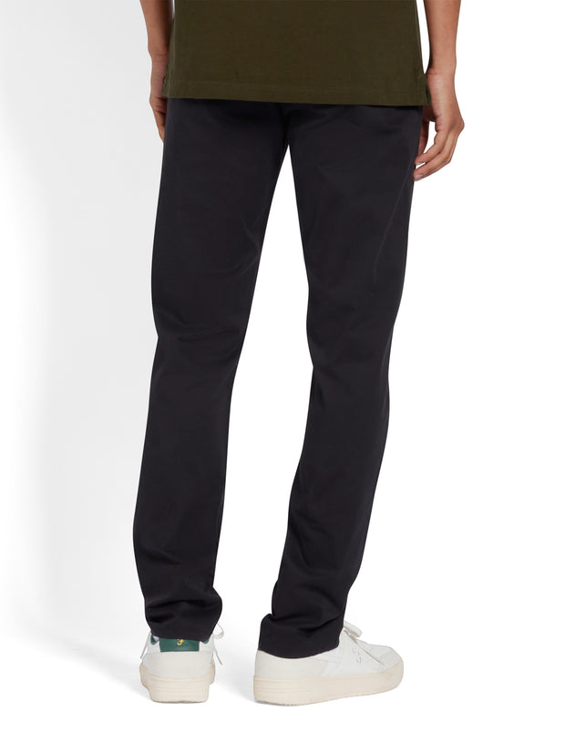 Endmore Skinny Fit Organic Cotton Chino Twill Trousers In Black