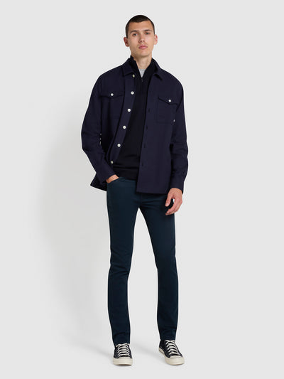 Drake Slim Fit Cotton Twill Trousers In True Navy