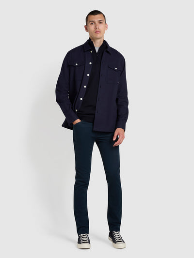 Drake Skinny Fit Cotton Twill Trousers In True Navy