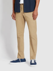 Elm Regular Slim Fit Organic Cotton Twill Chinos In Beige