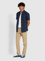 Elm Regular Fit Organic Cotton Twill Chinos In Beige