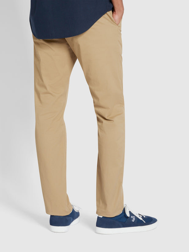 Elm Regular Slim Fit Organic Cotton Twill Chinos In Beige