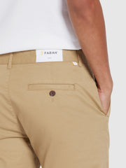 Elm Regular Slim Fit Organic Cotton Twill Chinos In Beige