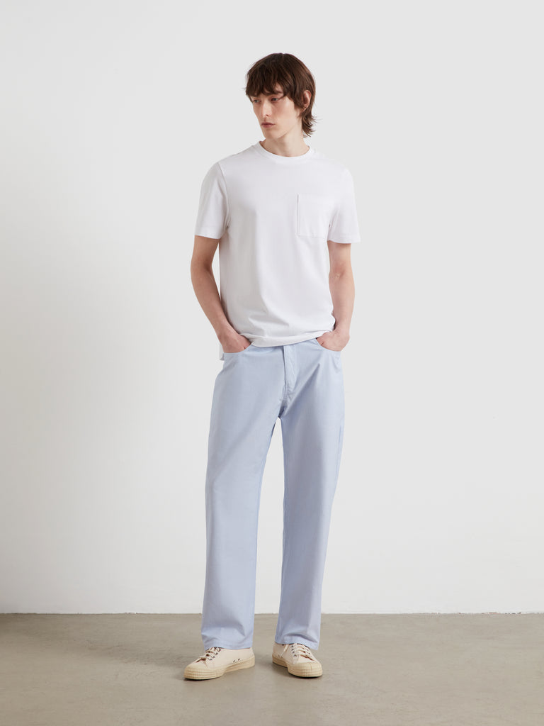 Bliss Ticking Stripe Trousers In Sky Blue