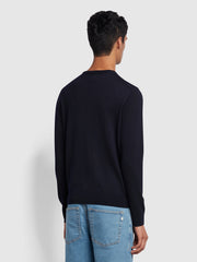 Mullen Merino Wool Crew Jumper In Navy