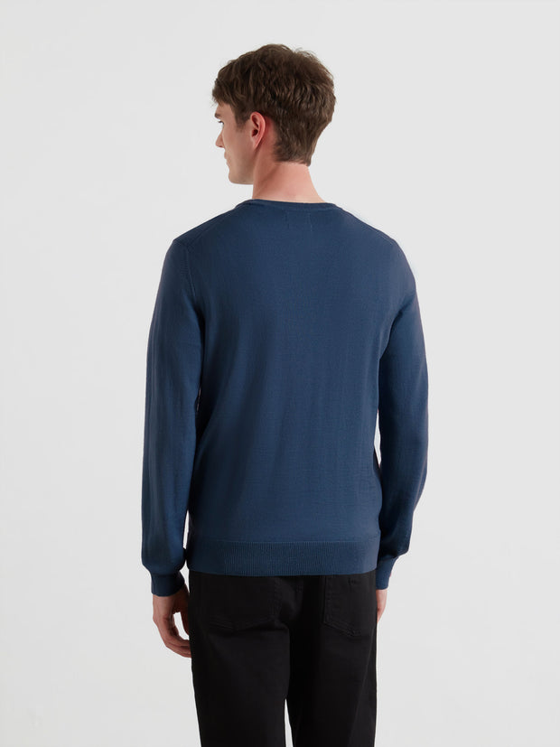 Mullen Merino Wool Sweater (Blue River) Back