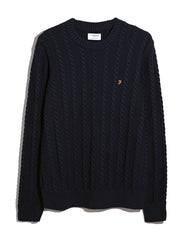 Knight Cable Knit Sweater (True Navy) Flat