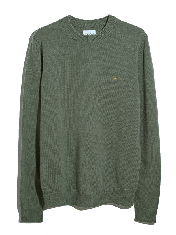 Maidstone Lambswool Sweater (Tarragon Green) Flat