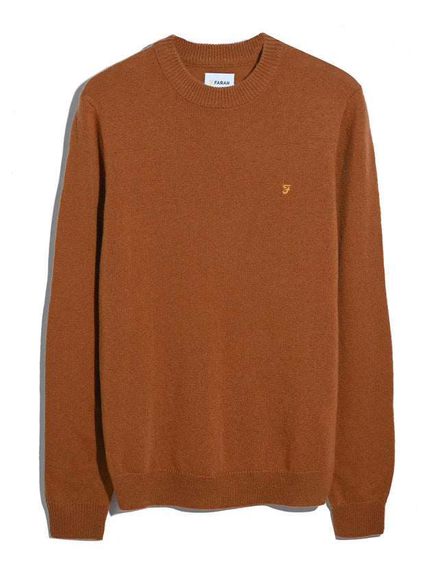 Maidstone Lambswool Sweater (Burnt Ochre) Flat