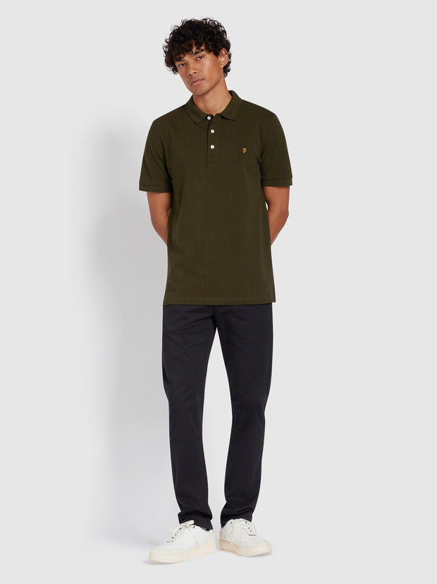 Blanes Slim Fit Organic Cotton Polo Shirt In Evergreen