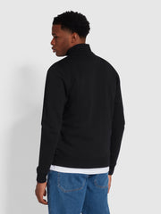 Vance Sweatshirt aus Bio-Baumwolle mit durchgehendem Reißverschluss in Schwarz
