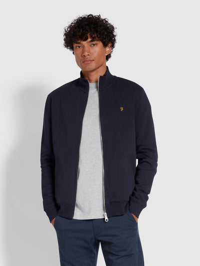 Vance Organic Cotton Full Zip Sweatshirt In True Navy