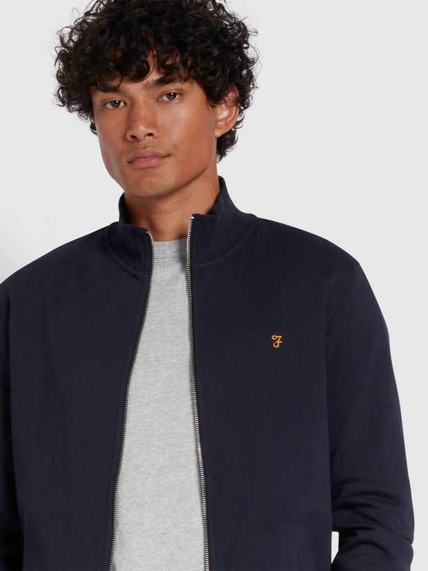 Vance Organic Cotton Full Zip Sweatshirt In True Navy