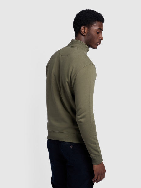 Sorrento Regular Fit Loopback Full Zip Sweatshirt In Olive Green