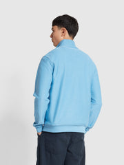 Weah Organic Cotton Half Zip Sweatshirt In Arctic Blue
