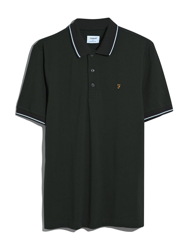 Elton Tipped Polo Shirt (Evergreen) Flat