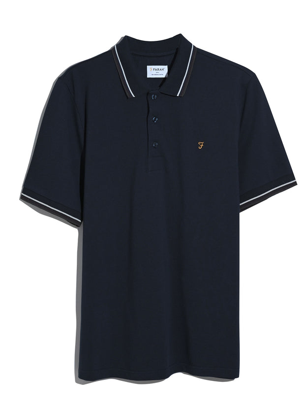 Elton Tipped Polo Shirt (True Navy) Flat