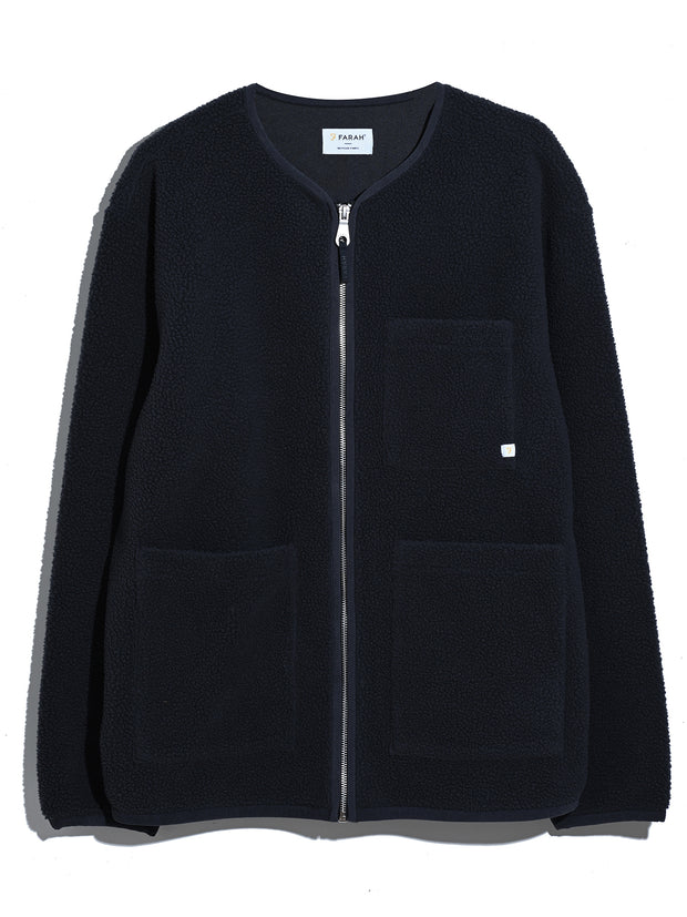 Fletcher Zip Through Fleece (True Navy) Flat