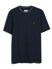 Elton Tipped Pique T-Shirt (True Navy) Flat