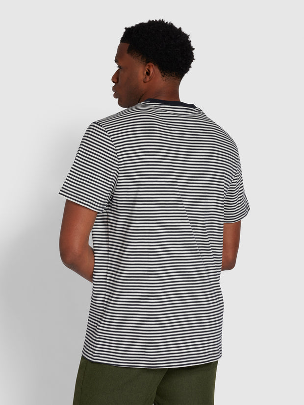 Daytona Slim Fit Striped Organic Cotton T-Shirt In True Navy