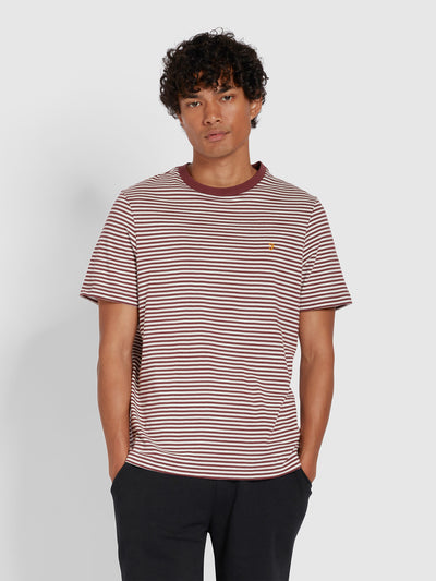 Daytona Slim Fit Striped Organic Cotton T-Shirt In Farah Red