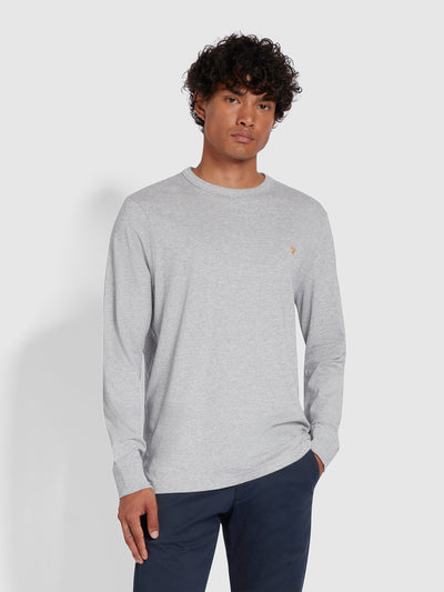 Worthington Slim Fit Long Sleeve Organic Cotton T-Shirt In Grey Marl