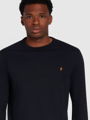 Worthington Slim Fit Long Sleeve Organic Cotton T-Shirt In True Navy