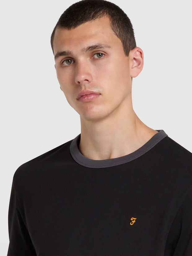 Groves Regular Fit Ringer T-Shirt In Black