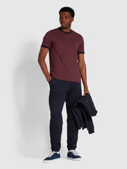 Groves Slim Fit Organic Cotton Ringer T-Shirt In Farah Red