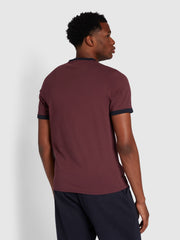 Groves Slim Fit Organic Cotton Ringer T-Shirt In Farah Red