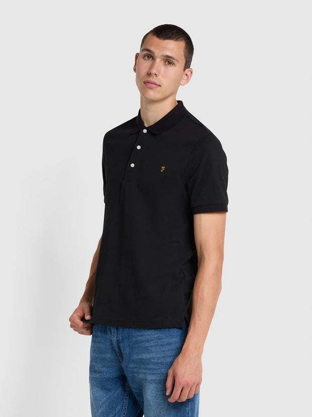 Blanes Polo ajustée en coton biologique - Black