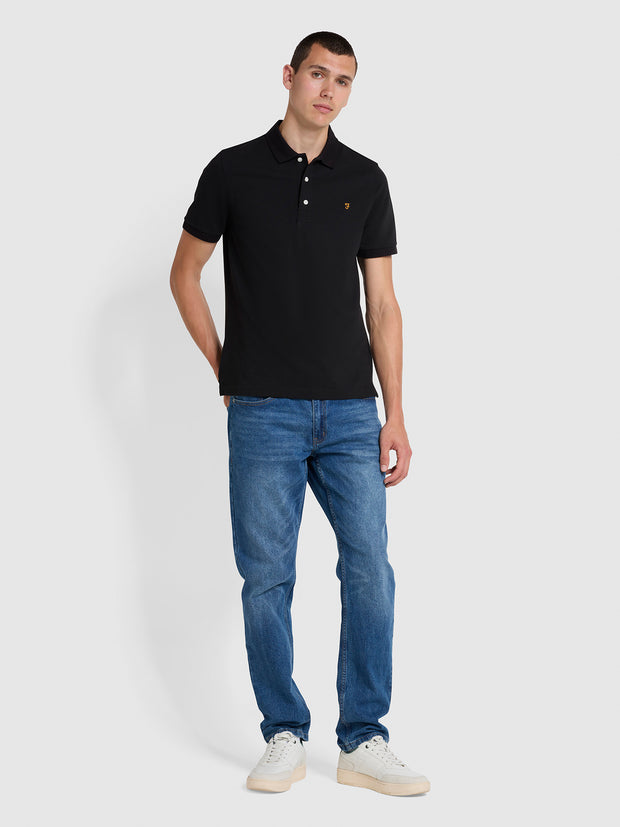 Blanes Slim Fit Organic Cotton Polo Shirt In Black