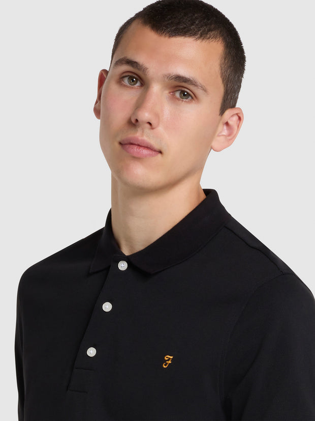 Blanes Slim Fit Organic Cotton Polo Shirt In Black