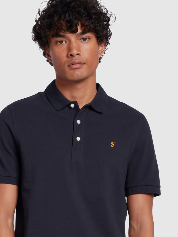Blanes Slim Fit Organic Cotton Polo Shirt In True Navy