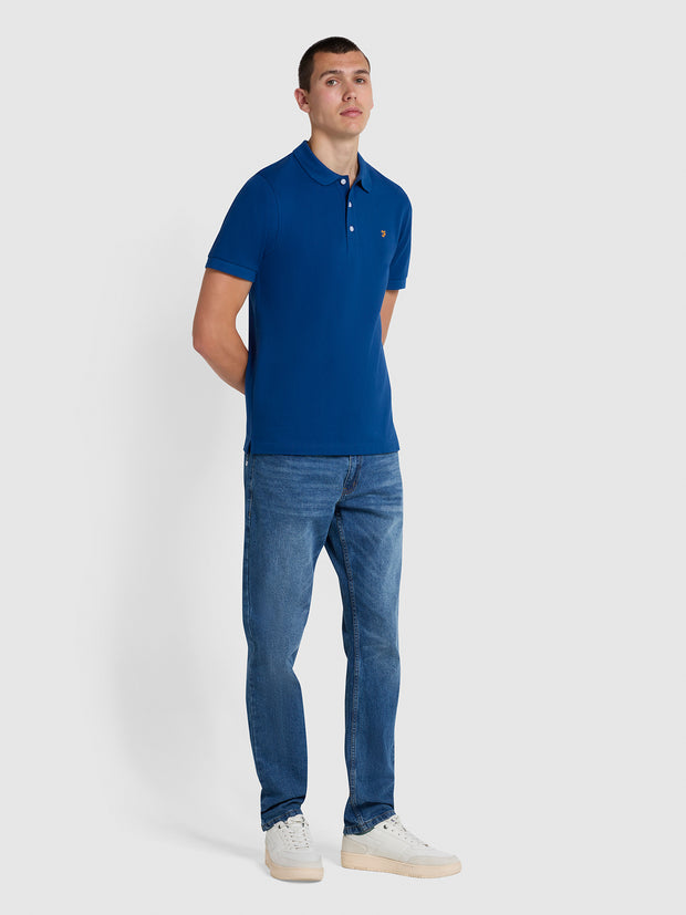 Blanes Slim Fit Organic Cotton Polo Shirt In Blue Peony