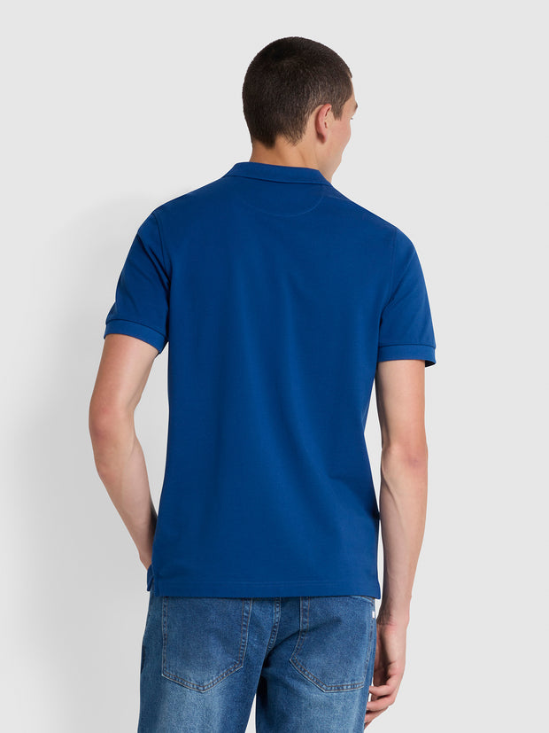 Blanes Slim Fit Organic Cotton Polo Shirt In Blue Peony