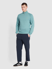 Jim Organic Cotton Quarter Zip Sweatshirt In Brook Blue