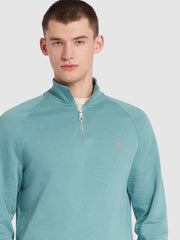 Jim Organic Cotton Quarter Zip Sweatshirt In Brook Blue