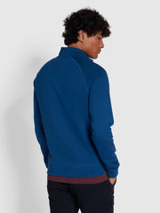 Jim Slim Fit Organic Cotton Quarter Zip Sweatshirt In Blue Peony
