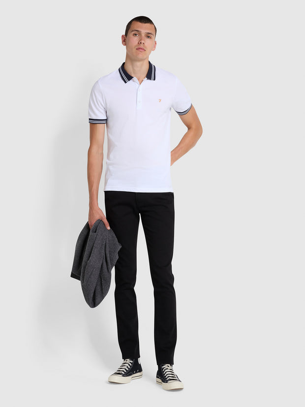 Stanton Slim Fit Tipped Organic Cotton Polo Shirt In White