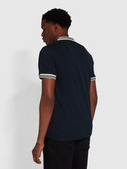 Stanton Slim Fit Tipped Organic Cotton Polo Shirt In True Navy